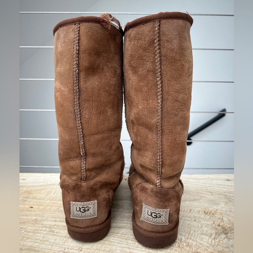Ugg tan brown chestnut classic tall snakeskin print boot winter snow warm size 9 - Picture 6 of 9